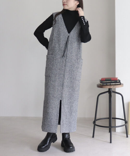 fredy emue（フレディエミュ）の「ツィードジャンスカ＋ジレ（ワンピース・レディース・ブラック/ベージュ・38/36）」の14枚目の写真