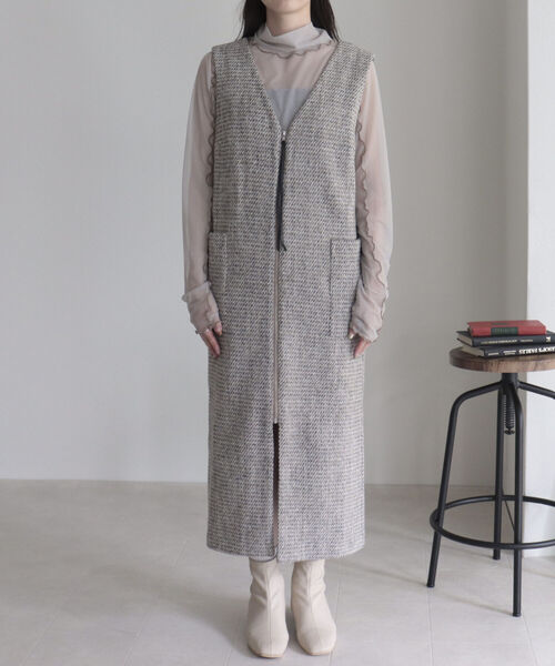 fredy emue（フレディエミュ）の「ツィードジャンスカ＋ジレ（ワンピース・レディース・ブラック/ベージュ・38/36）」の22枚目の写真