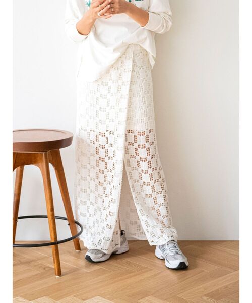 Ungrid（アングリッド）の「スリットレーススカート（スカート・レディース・オフホワイト/イエロー・FREE）」の3枚目の写真