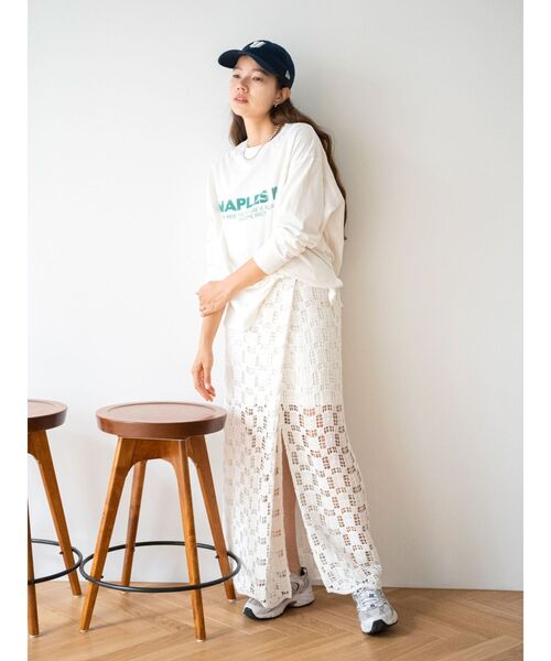 Ungrid（アングリッド）の「スリットレーススカート（スカート・レディース・オフホワイト/イエロー・FREE）」の4枚目の写真