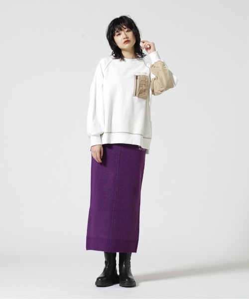 AVIREX（アヴィレックス）の「≪WEB&DEPOT限定≫KNIT SKIRT/ ニットスカート（スカート・レディース・パープル/グレー・F）」の4枚目の写真