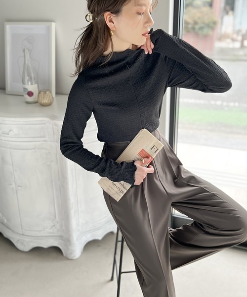 セール】大人のこなれ感。2wayポコポコメローハイネックトップス（T