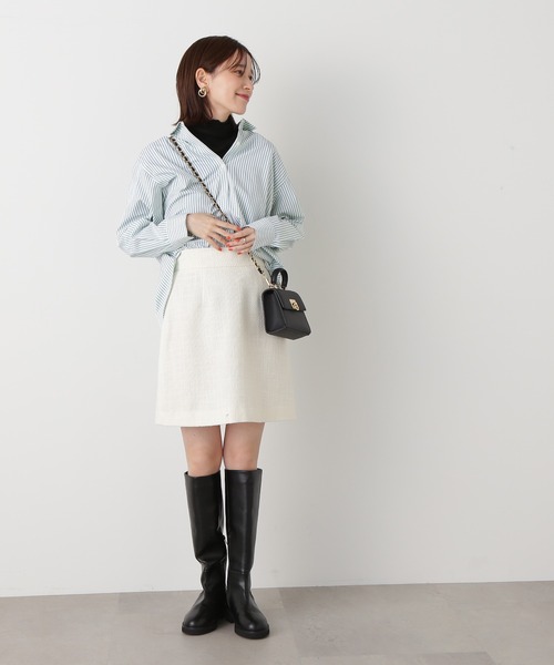 N.（N. Natural Beauty Basic）（エヌエヌナチュラルビューティーベーシック）の「◆ロービングツイードミニスカート（スカート・レディース・スミクロ/グリーン/オフホワイト・MEDIUM）」の14枚目の写真