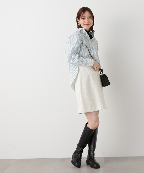 N.（N. Natural Beauty Basic）（エヌエヌナチュラルビューティーベーシック）の「◆ロービングツイードミニスカート（スカート・レディース・スミクロ/グリーン/オフホワイト・MEDIUM）」の9枚目の写真