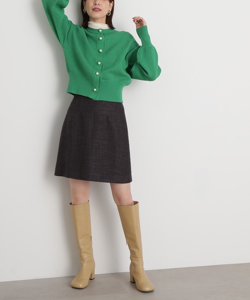 N.（N. Natural Beauty Basic）（エヌエヌナチュラルビューティーベーシック）の「◆ロービングツイードミニスカート（スカート・レディース・スミクロ/グリーン/オフホワイト・MEDIUM）」の5枚目の写真