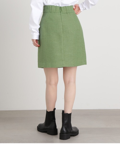 N.（N. Natural Beauty Basic）（エヌエヌナチュラルビューティーベーシック）の「◆ロービングツイードミニスカート（スカート・レディース・スミクロ/グリーン/オフホワイト・MEDIUM）」の15枚目の写真