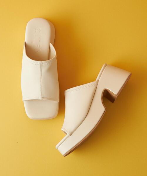 CITEN（シテン）の「＜CITEN＞バルキー ミュール サンダル（サンダル・レディース・ブラック/オフホワイト・23cm/23.5cm/24cm/24.5cm）」の6枚目の写真