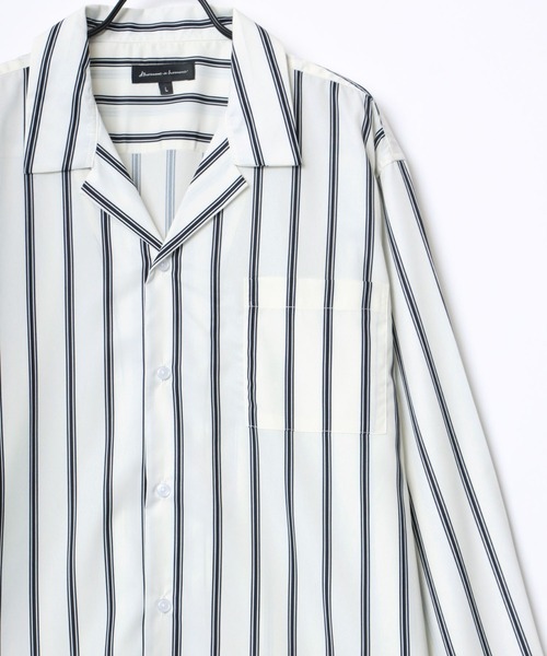 Lazar（ラザル）の「Oversize Drape Open Collar Shirt/オーバーサイズ ドレープ オープンカラーシャツ/無地/総柄/ストライプ/クレイジーパターン（シャツ/ブラウス・メンズ・ブルー系その他/ホワイト系その他/ブラック系その他3/ブルー系その他2/ライトブルー/ブラック系その他4/ブラック系その他/ダークグリーン/ブラウン系その他/ブルーグレー/チャコール/ホワイト/ライトグリーン/ブラック/モカ/ライトグレー/ターコイズブルー/ブラック系その他2/ブラック系その他5/ベージュ系その他・L/M/LL）」の3枚目の写真