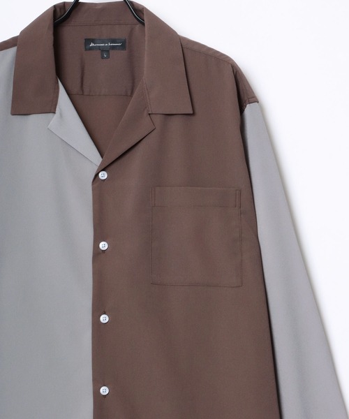 Lazar（ラザル）の「Oversize Drape Open Collar Shirt/オーバーサイズ ドレープ オープンカラーシャツ/無地/総柄/ストライプ/クレイジーパターン（シャツ/ブラウス・メンズ・ブルー系その他/ホワイト系その他/ブラック系その他3/ブルー系その他2/ライトブルー/ブラック系その他4/ブラック系その他/ダークグリーン/ブラウン系その他/ブルーグレー/チャコール/ホワイト/ライトグリーン/ブラック/モカ/ライトグレー/ターコイズブルー/ブラック系その他2/ブラック系その他5/ベージュ系その他・L/M/LL）」の13枚目の写真