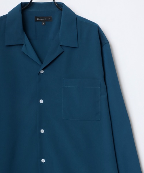 Lazar（ラザル）の「Oversize Drape Open Collar Shirt/オーバーサイズ ドレープ オープンカラーシャツ/無地/総柄/ストライプ/クレイジーパターン（シャツ/ブラウス・メンズ・ブルー系その他/ホワイト系その他/ブラック系その他3/ブルー系その他2/ライトブルー/ブラック系その他4/ブラック系その他/ダークグリーン/ブラウン系その他/ブルーグレー/チャコール/ホワイト/ライトグリーン/ブラック/モカ/ライトグレー/ターコイズブルー/ブラック系その他2/ブラック系その他5/ベージュ系その他・L/M/LL）」の18枚目の写真