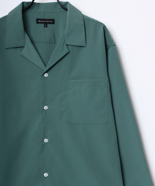 Lazar（ラザル）の「Oversize Drape Open Collar Shirt/オーバーサイズ ドレープ オープンカラーシャツ/無地/総柄/ストライプ/クレイジーパターン（シャツ/ブラウス・メンズ・ブルー系その他/ホワイト系その他/ブラック系その他3/ブルー系その他2/ライトブルー/ブラック系その他4/ブラック系その他/ダークグリーン/ブラウン系その他/ブルーグレー/チャコール/ホワイト/ライトグリーン/ブラック/モカ/ライトグレー/ターコイズブルー/ブラック系その他2/ブラック系その他5/ベージュ系その他・L/M/LL）」の16枚目の写真