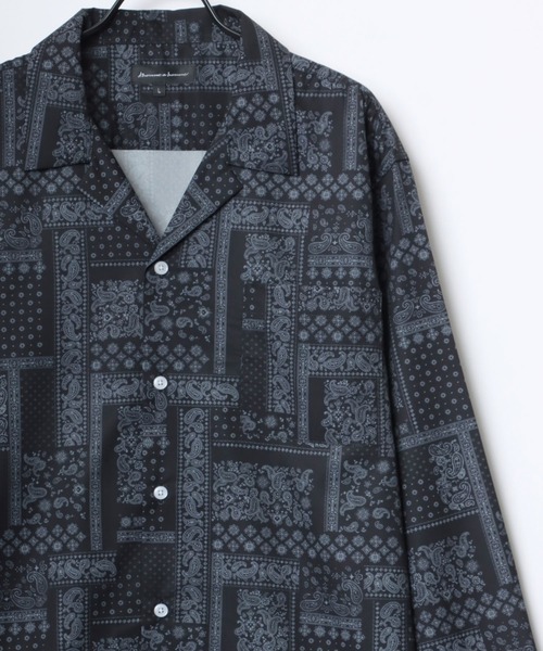 Lazar（ラザル）の「Oversize Drape Open Collar Shirt/オーバーサイズ ドレープ オープンカラーシャツ/無地/総柄/ストライプ/クレイジーパターン（シャツ/ブラウス・メンズ・ブルー系その他/ホワイト系その他/ブラック系その他3/ブルー系その他2/ライトブルー/ブラック系その他4/ブラック系その他/ダークグリーン/ブラウン系その他/ブルーグレー/チャコール/ホワイト/ライトグリーン/ブラック/モカ/ライトグレー/ターコイズブルー/ブラック系その他2/ブラック系その他5/ベージュ系その他・L/M/LL）」の6枚目の写真