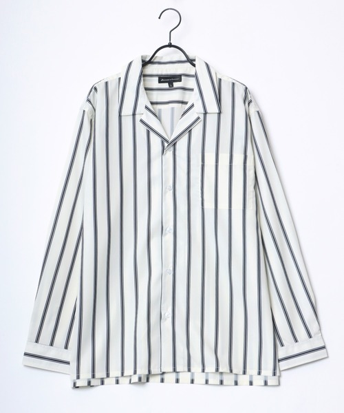 Lazar（ラザル）の「Oversize Drape Open Collar Shirt/オーバーサイズ ドレープ オープンカラーシャツ/無地/総柄/ストライプ/クレイジーパターン（シャツ/ブラウス・メンズ・ブルー系その他/ホワイト系その他/ブラック系その他3/ブルー系その他2/ライトブルー/ブラック系その他4/ブラック系その他/ダークグリーン/ブラウン系その他/ブルーグレー/チャコール/ホワイト/ライトグリーン/ブラック/モカ/ライトグレー/ターコイズブルー/ブラック系その他2/ブラック系その他5/ベージュ系その他・L/M/LL）」の21枚目の写真