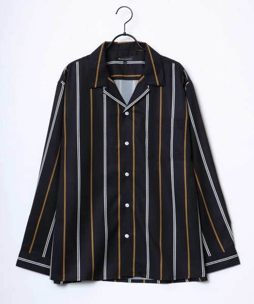Lazar（ラザル）の「Oversize Drape Open Collar Shirt/オーバーサイズ ドレープ オープンカラーシャツ/無地/総柄/ストライプ/クレイジーパターン（シャツ/ブラウス・メンズ・ブルー系その他/ホワイト系その他/ブラック系その他3/ブルー系その他2/ライトブルー/ブラック系その他4/ブラック系その他/ダークグリーン/ブラウン系その他/ブルーグレー/チャコール/ホワイト/ライトグリーン/ブラック/モカ/ライトグレー/ターコイズブルー/ブラック系その他2/ブラック系その他5/ベージュ系その他・L/M/LL）」の22枚目の写真