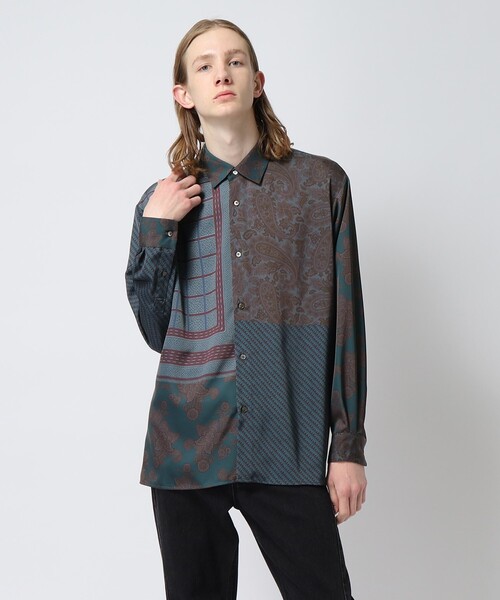 tk.TAKEO KIKUCHI（ティーケータケオキクチ）の「◆パッチワーク柄シャツ（シャツ/ブラウス・メンズ・ブラック系4/ネイビー系9/ダークグリーン系4・01/02/03）」の14枚目の写真