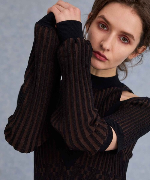 PUBLIC TOKYO(パブリックトウキョウ)の「【華奢見え・ストレッチ】アームウォーマーセットニットワンピース(ワンピース・レディース・ライトグリーン/アイボリー/ブラック・FREE)」の20枚目の写真