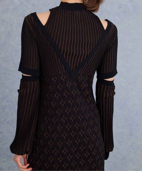 PUBLIC TOKYO(パブリックトウキョウ)の「【華奢見え・ストレッチ】アームウォーマーセットニットワンピース(ワンピース・レディース・ライトグリーン/アイボリー/ブラック・FREE)」の22枚目の写真