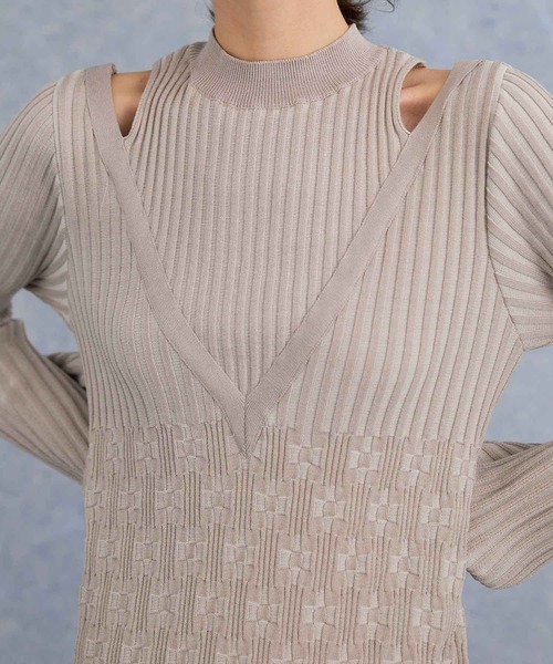 PUBLIC TOKYO(パブリックトウキョウ)の「【華奢見え・ストレッチ】アームウォーマーセットニットワンピース(ワンピース・レディース・ライトグリーン/アイボリー/ブラック・FREE)」の8枚目の写真