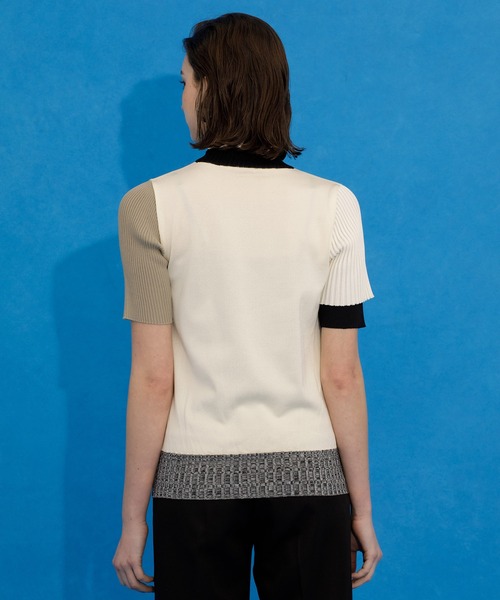 UNITED TOKYO（ユナイテッドトウキョウ）の「【WEB限定】バイカラープレーティングサマーニット-ウォッシャブル-（ニット/セーター・レディース・アイボリー/グレー/ブラック・FREE）」の7枚目の写真