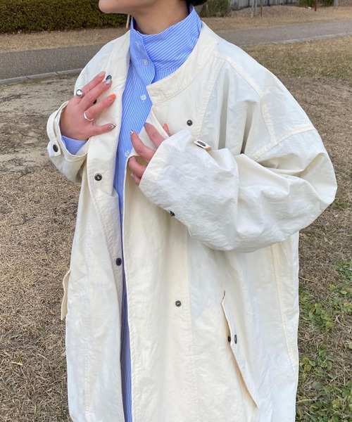 Couleur Meler（クルールメリー）の「Couleur Meler オクユウカ　ナイロンビッグコート（その他アウター・レディース・ブラック/グリーン系その他/ホワイト系その他・FREE）」の21枚目の写真