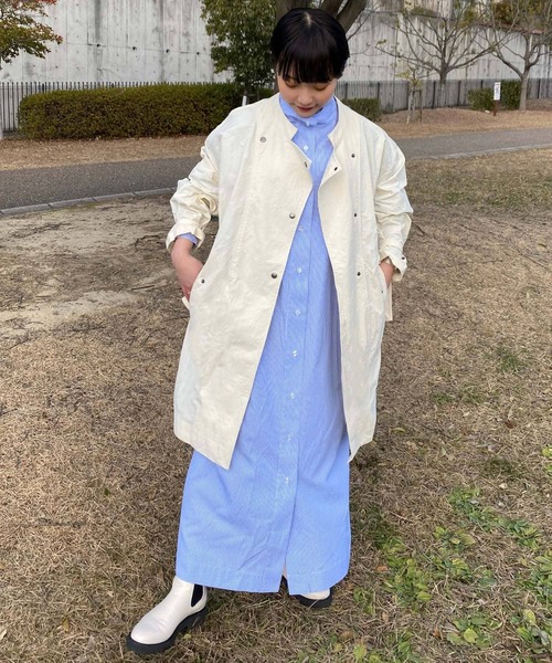 Couleur Meler（クルールメリー）の「Couleur Meler オクユウカ　ナイロンビッグコート（その他アウター・レディース・ブラック/グリーン系その他/ホワイト系その他・FREE）」の5枚目の写真