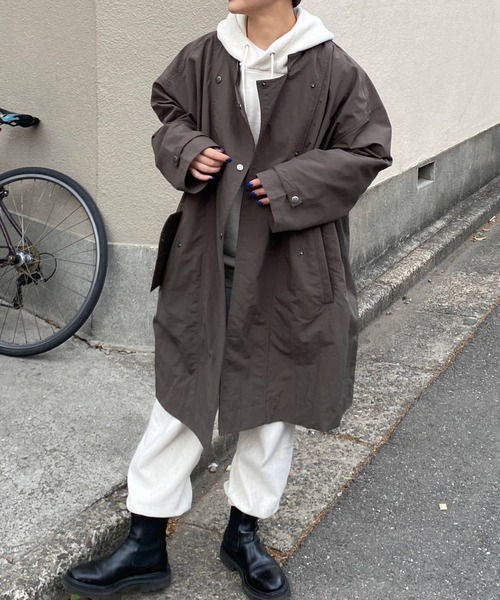 Couleur Meler（クルールメリー）の「Couleur Meler オクユウカ　ナイロンビッグコート（その他アウター・レディース・ブラック/グリーン系その他/ホワイト系その他・FREE）」の19枚目の写真