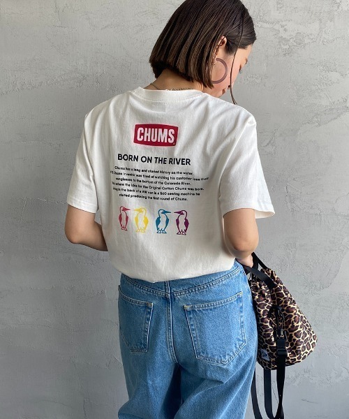 CHUMS（チャムス）の「[CHUMS/チャムス] 別注 ヒストリーロゴ バックプリントTシャツ（Tシャツ/カットソー・レディース・ホワイト/ダークグリーン/ブラック・XXL/S/M/L/XL）」の11枚目の写真