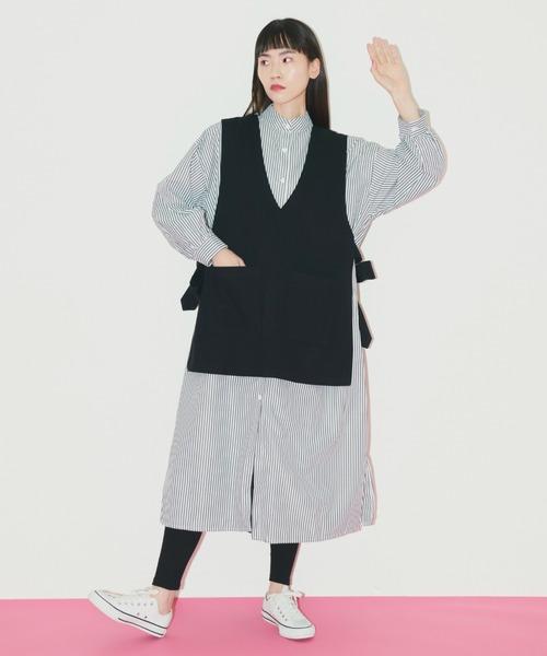 Libra Cue（リブラ キュー）の「サイドリボンコットンベスト（ベスト・レディース・ブラック/ナチュラル・FREE）」の17枚目の写真