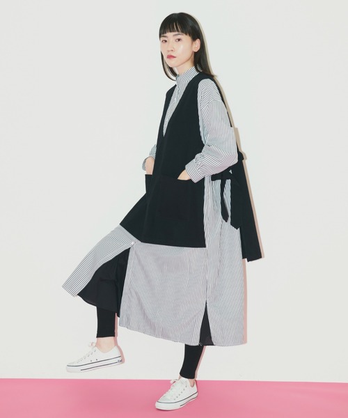 Libra Cue（リブラ キュー）の「サイドリボンコットンベスト（ベスト・レディース・ブラック/ナチュラル・FREE）」の18枚目の写真