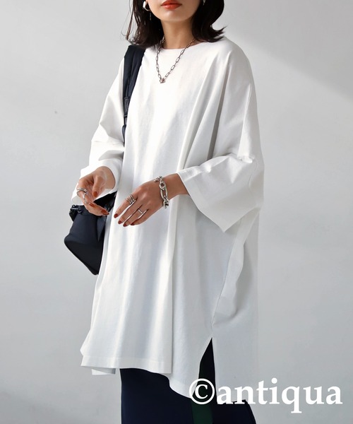 antiqua（アンティカ）の「綿100%SUPER BIG Tシャツ（Tシャツ/カットソー・レディース・イエロー系その他/ホワイト/ブラック/グレー・FREE）」の6枚目の写真