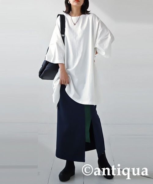 antiqua（アンティカ）の「綿100%SUPER BIG Tシャツ（Tシャツ/カットソー・レディース・イエロー系その他/ホワイト/ブラック/グレー・FREE）」の7枚目の写真