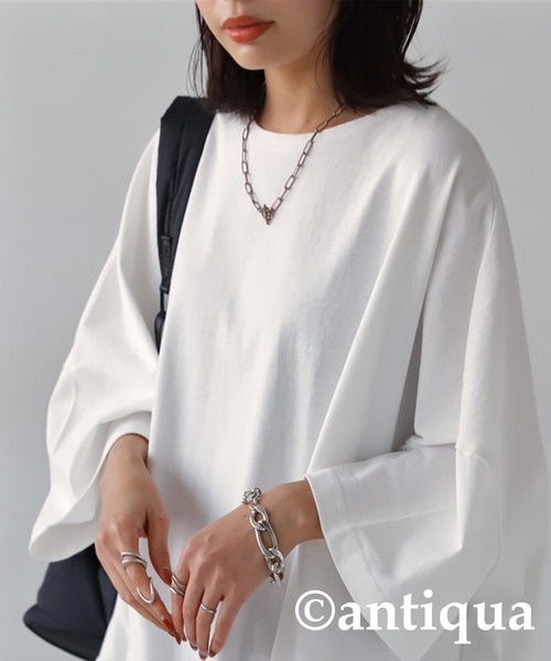 antiqua（アンティカ）の「綿100%SUPER BIG Tシャツ（Tシャツ/カットソー・レディース・イエロー系その他/ホワイト/ブラック/グレー・FREE）」の10枚目の写真