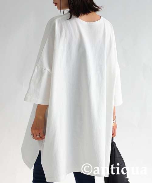 antiqua（アンティカ）の「綿100%SUPER BIG Tシャツ（Tシャツ/カットソー・レディース・イエロー系その他/ホワイト/ブラック/グレー・FREE）」の9枚目の写真