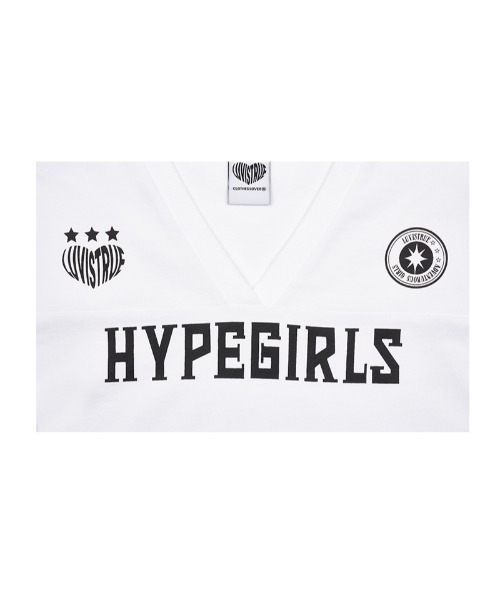 LUVISTRUE(ラヴイズトゥルー)の「A'GEM/9 × .kom 『LUV IS TRUE/ラブ イズ トゥルー』DN PRINT SOCCER TEE /プリント ティーシャツ(Tシャツ/カットソー・レディース・ブラック/ホワイト・FREE)」の8枚目の写真