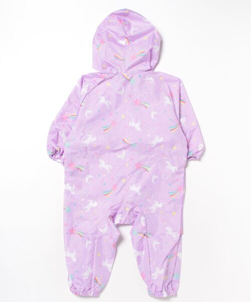 FABHUG （ファブハグ）の「MILKY UNICORN　ロンパースレインコート＃ユニコーン柄（レインコート/ポンチョ・キッズ・ネイビー/パープル・90cm/100cm）」の3枚目の写真