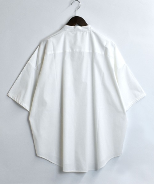 おしゃれスタ（オシャレスタ）の「ブロード バンドカラービッグ半袖シャツ【IR】（シャツ/ブラウス・メンズ・ホワイト/グレイッシュベージュ/サックスブルー/イエロー系その他/ブルー系その他/ブラック/パープル系その他/ブラック系その他/グリーン系その他/ホワイト系その他/グリーン・M/XL/L）」の22枚目の写真