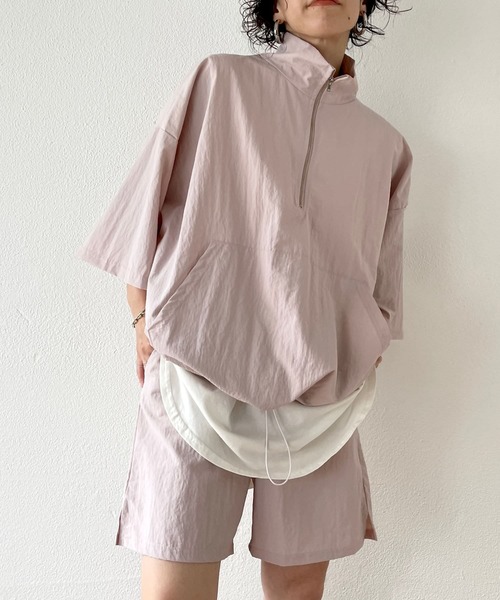 wee9s(ウィークス)の「【2点SET】half zip nylon set up / ハーフジップナイロンセットアップ(セットアップ・レディース・ピンク/ブラック・FREE)」の9枚目の写真