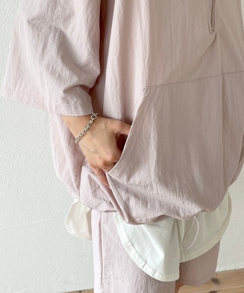 wee9s(ウィークス)の「【2点SET】half zip nylon set up / ハーフジップナイロンセットアップ(セットアップ・レディース・ピンク/ブラック・FREE)」の18枚目の写真