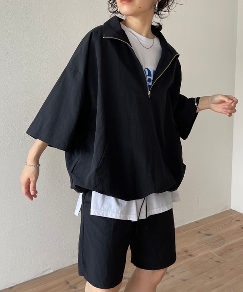 特価ブランド 2点SET】half zip nylon set up / ハーフジップナイロン ウォーキング・ランニングウェア