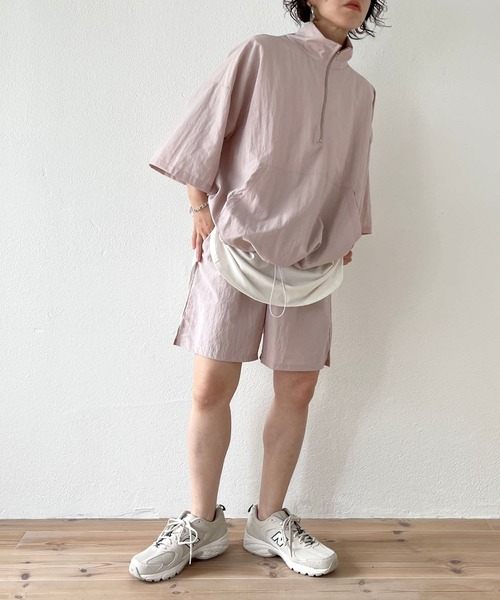 wee9s(ウィークス)の「【2点SET】half zip nylon set up / ハーフジップナイロンセットアップ(セットアップ・レディース・ピンク/ブラック・FREE)」の12枚目の写真