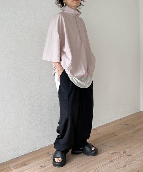 wee9s(ウィークス)の「【2点SET】half zip nylon set up / ハーフジップナイロンセットアップ(セットアップ・レディース・ピンク/ブラック・FREE)」の21枚目の写真