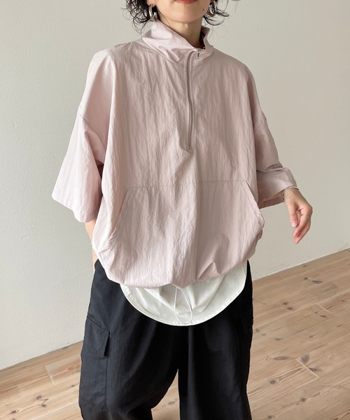 wee9s(ウィークス)の「【2点SET】half zip nylon set up / ハーフジップナイロンセットアップ(セットアップ・レディース・ピンク/ブラック・FREE)」の22枚目の写真