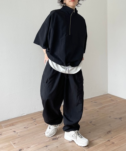 ルーズ ハーフジップサイドラインスウェット（スウェット
