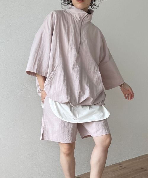 wee9s(ウィークス)の「【2点SET】half zip nylon set up / ハーフジップナイロンセットアップ(セットアップ・レディース・ピンク/ブラック/ネイビー/ライトイエロー・FREE)」の5枚目の写真