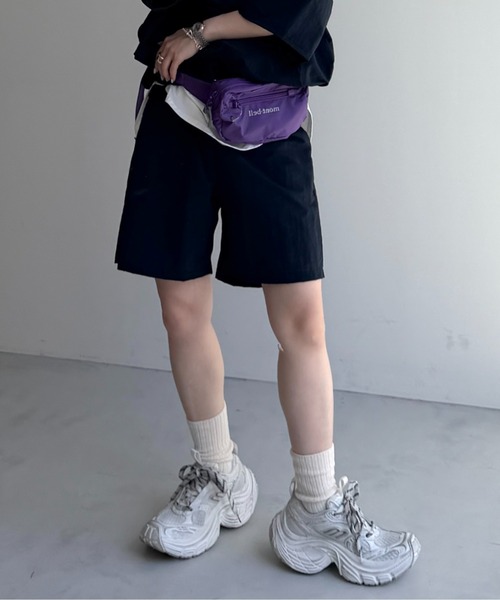 wee9s(ウィークス)の「【2点SET】half zip nylon set up / ハーフジップナイロンセットアップ(セットアップ・レディース・ピンク/ブラック/ネイビー/ライトイエロー・FREE)」の12枚目の写真