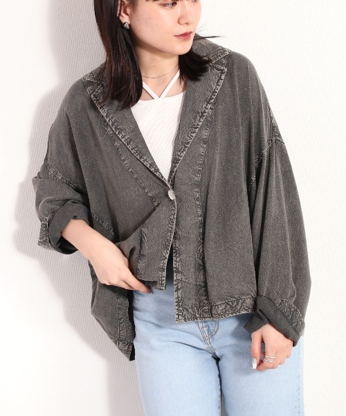 cepo（セポ）の「パウダー加工サマージャケット（その他アウター・レディース・カーキ/ブラック・M）」の2枚目の写真