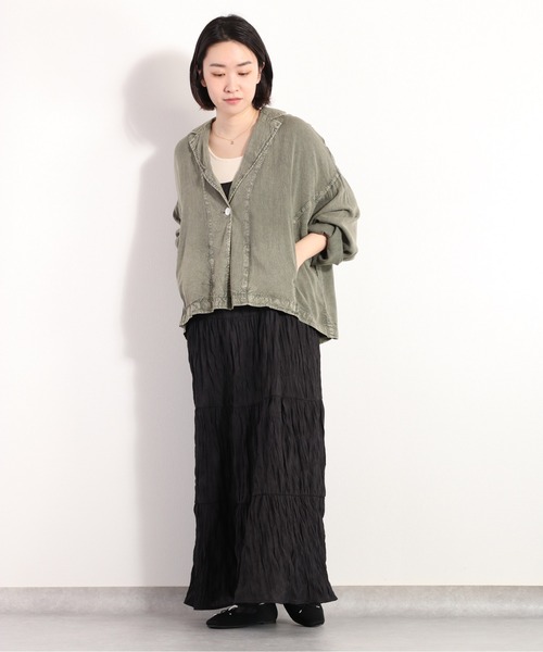 cepo（セポ）の「パウダー加工サマージャケット（その他アウター・レディース・カーキ/ブラック・M）」の3枚目の写真