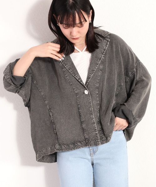 cepo（セポ）の「パウダー加工サマージャケット（その他アウター・レディース・カーキ/ブラック・M）」の4枚目の写真