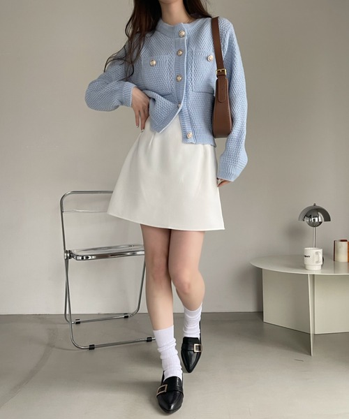 Ada.（エイダ）の「シンプル台形ミニスカート【裏地付き＆インナーパンツ付き】（スカート・レディース・ブラウン/アイボリー/ブラック/グレー/ブルー/イエロー/カーキ・S/M）」の8枚目の写真