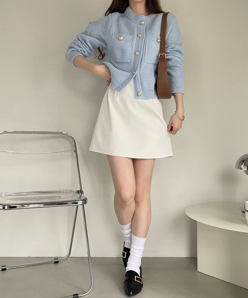 Ada.（エイダ）の「シンプル台形ミニスカート【裏地付き＆インナーパンツ付き】（スカート・レディース・ブラウン/アイボリー/ブラック/グレー/ブルー/イエロー/カーキ・S/M）」の10枚目の写真